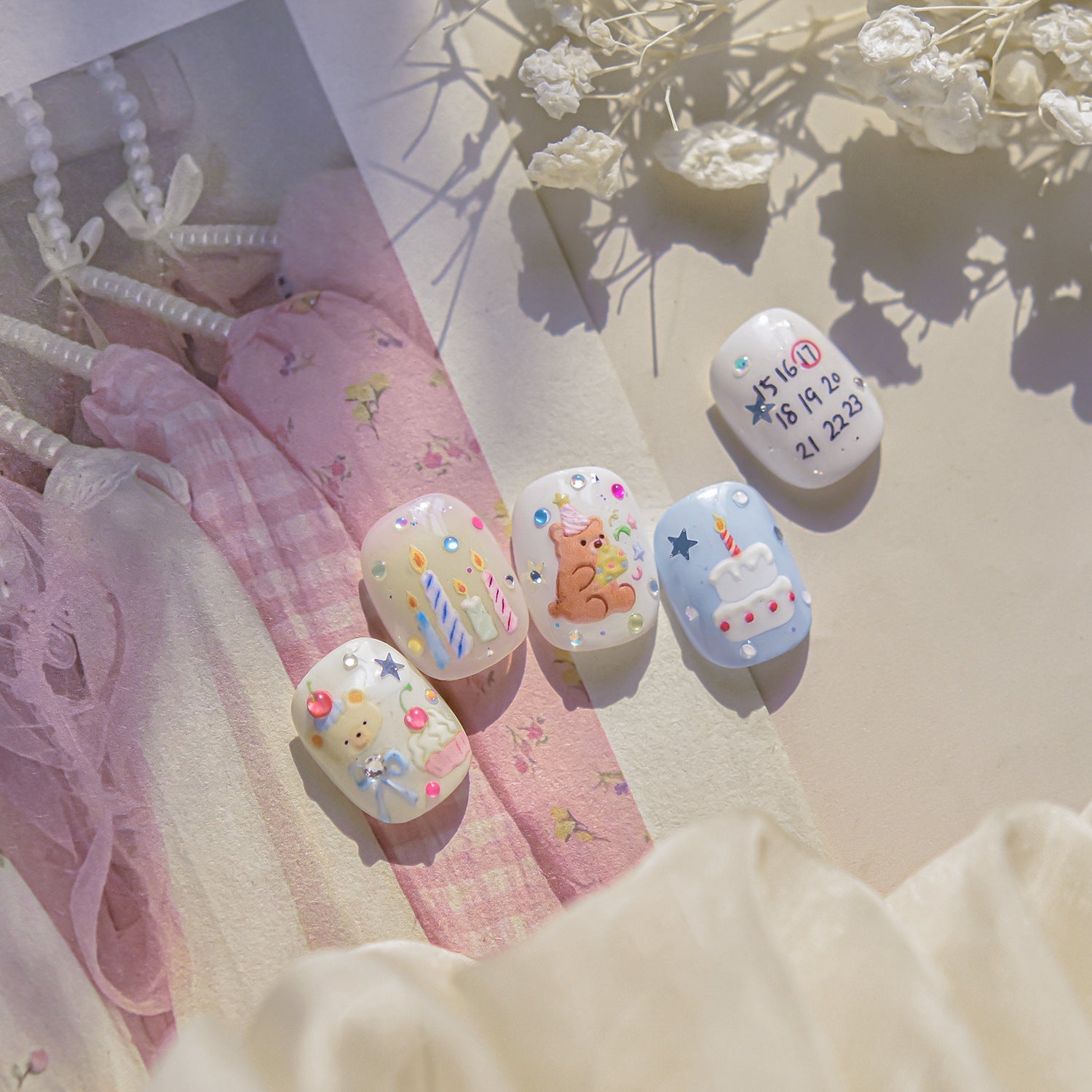 Birthday Celebration Collection: "Sweet Birthday" – 3D Crystal Nail Sticker