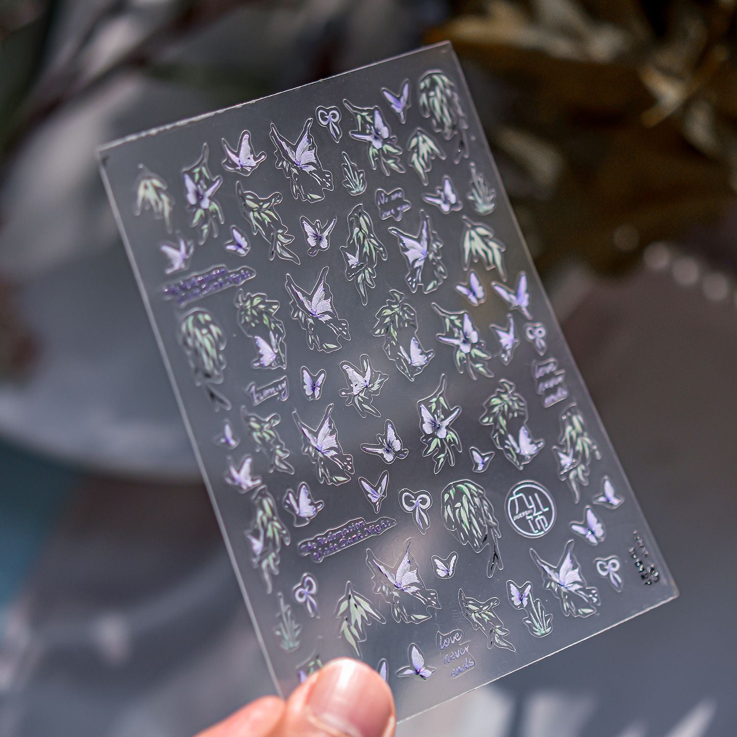 365nails: "Soft Purple Butterfly & Greenery" – nail art stickers