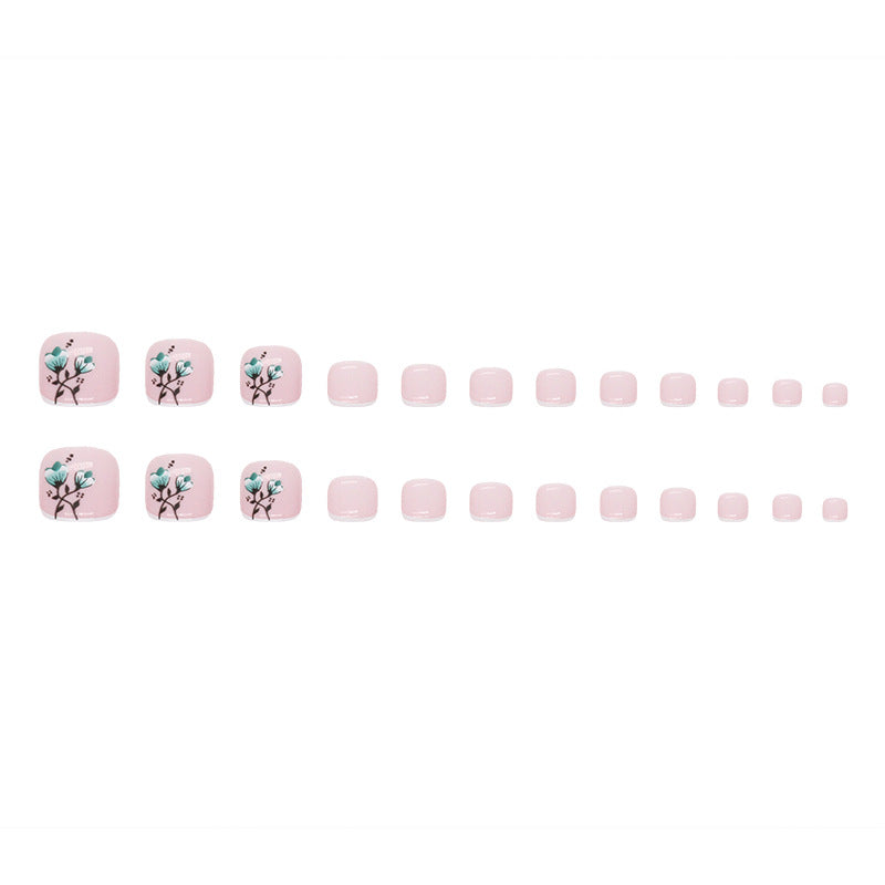 Nuevas uñas postizas francesas sencillas, elegantes y frescas de verano con flores. Armadura para uñas postizas de estilo dulce para niña. Armadura para uñas postizas de estilo viento. 365nails