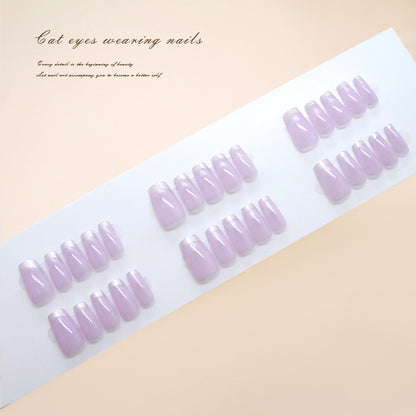Nail Tips  Prefabricated Nail Ice Clear Cold Purple Streamer cat eye French Fashion Gentle  i Style Nail Art 30 Pieces｜365nails