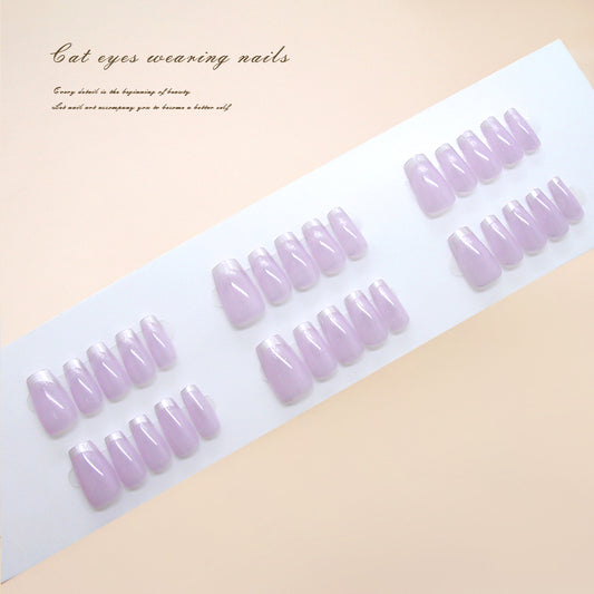 Nail Tips  Prefabricated Nail Ice Clear Cold Purple Streamer cat eye French Fashion Gentle  i Style Nail Art 30 Pieces｜365nails