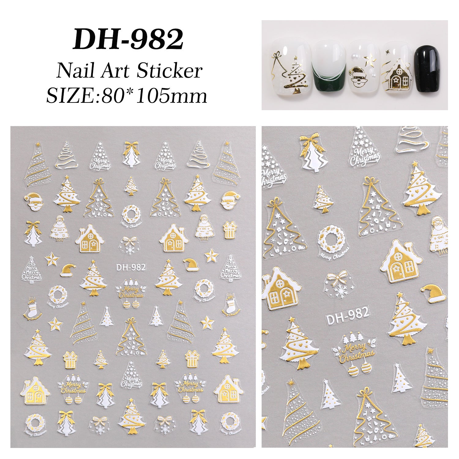 聖誕系列美甲貼 平面貼條式 雪人與麋鹿 美甲貼飾 DH