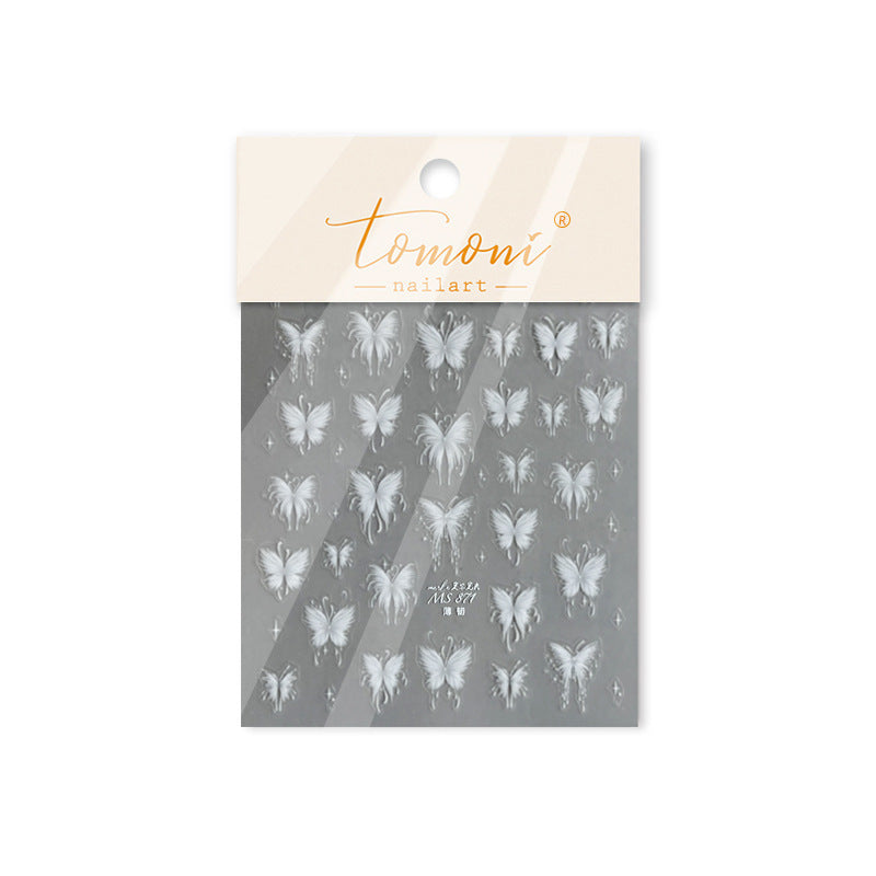 White Butterfly – 5D Embossed Ethereal Nail Art Set