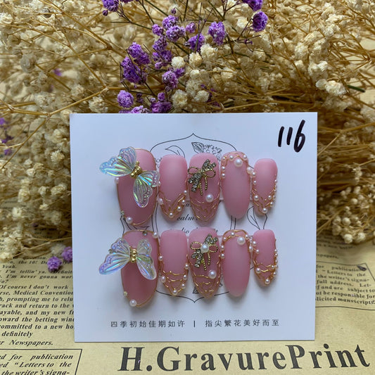 handmade press on nails Wear Pure Nail Art Smart Butterfly Scrub Baroque Mousse Beauty Super Beauty | 365nails