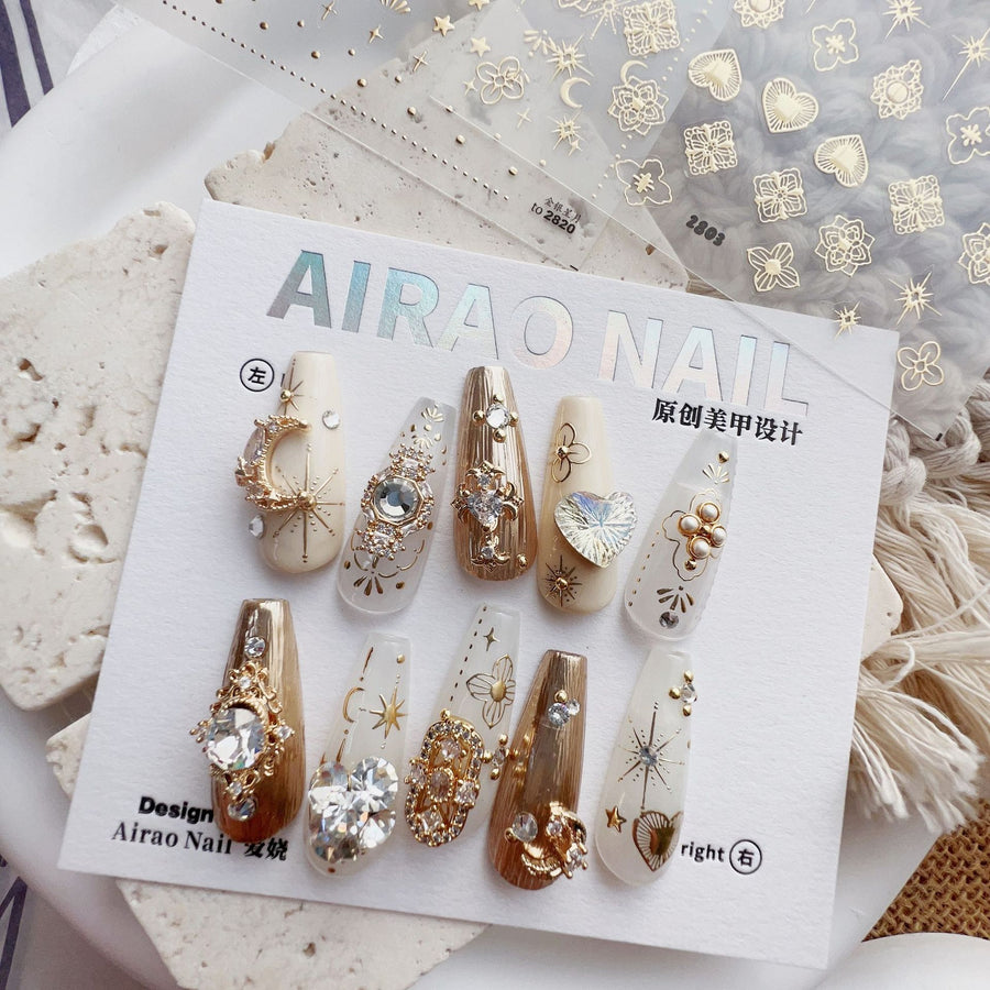 Vintage Baroque Gold Collection: "Royal Elegance" – 3D Embossed Nail Sticker