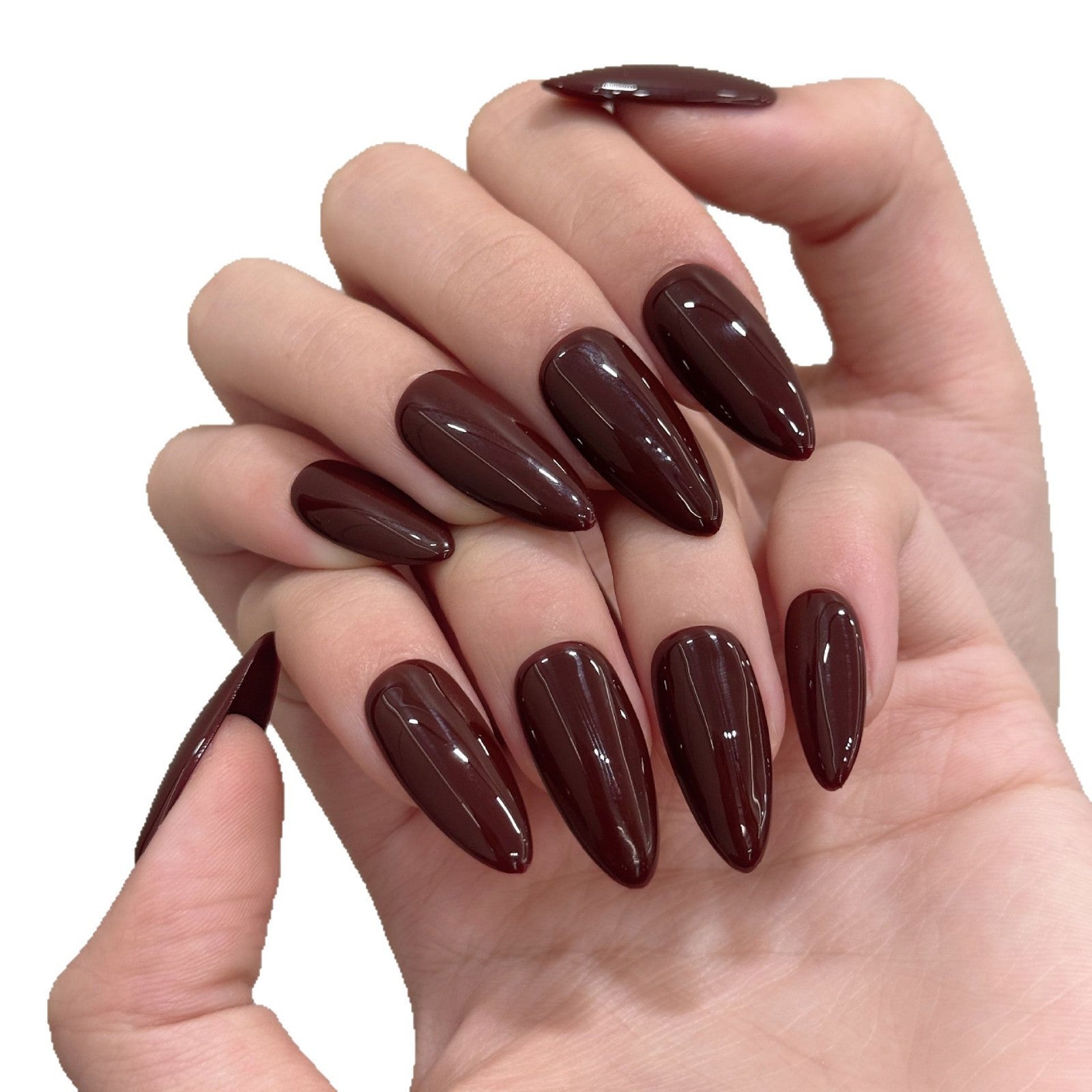 Solid color simple almond nail series popular daily manicure hand and foot set handmade nails | 365nails