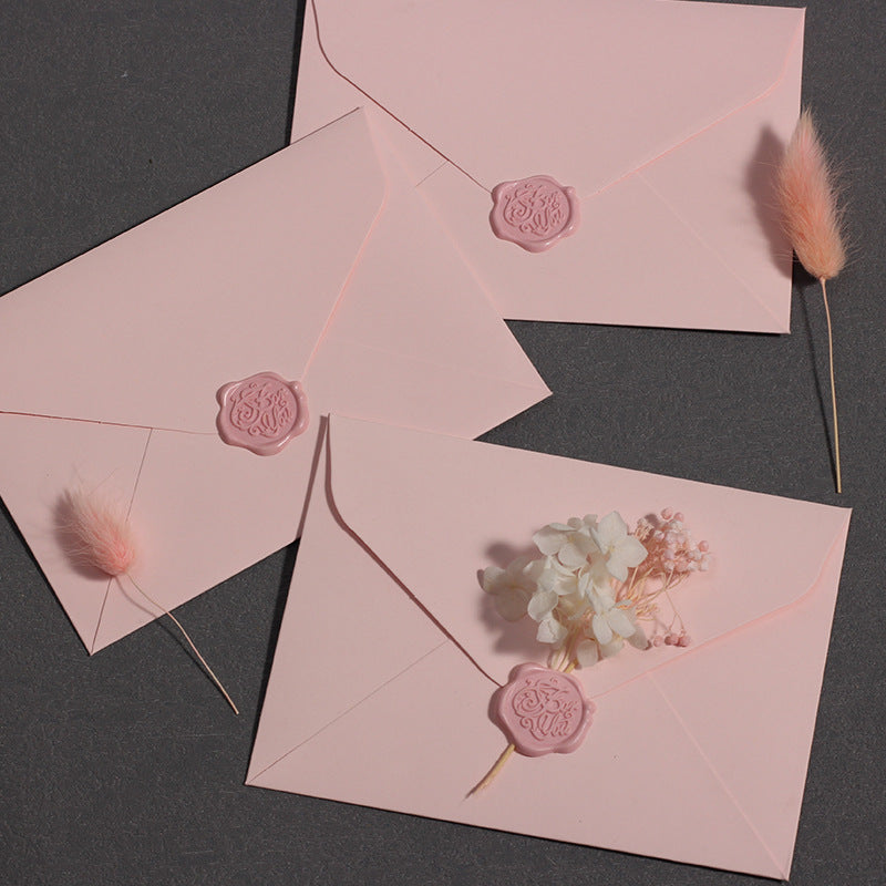 Romantic Blush Pink Envelope With Floral Wax Seal (MOQ=7)