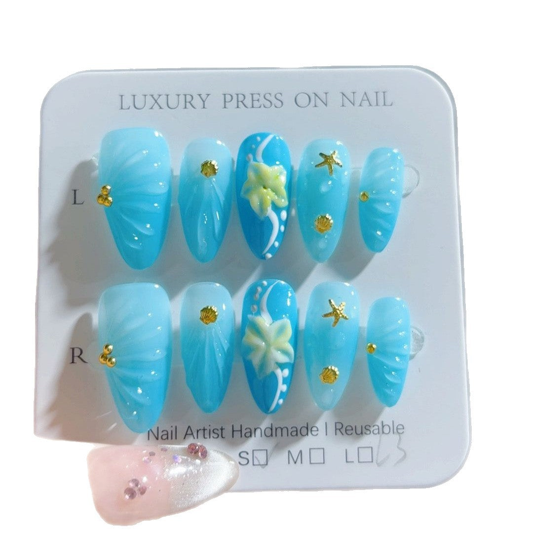 Ocean Breeze: "Estrela da Praia" – Unhas Postiças de Amêndoa