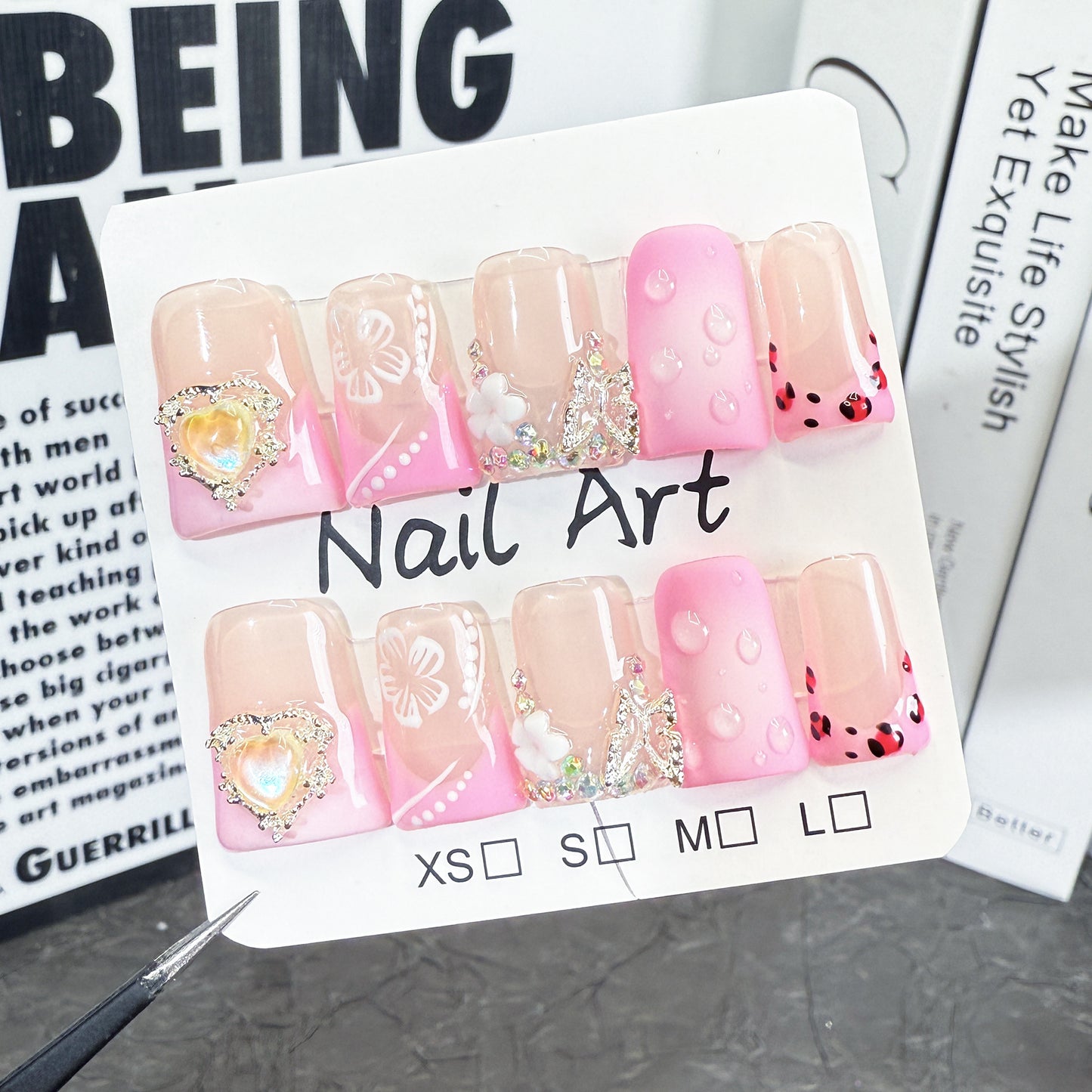 Duck bill nail sweet girl heart ice transparent blush nail leopard print French wearing armor pure handmade factory wholesale｜365nails