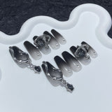 Unhas postiças feitas à mão Imperatriz Viúva Fengxi coração torto médio e longo nail art remendo pingente de lava adesivo de unha usável ｜ 365nails