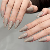 Simple love horse gray, daily gray, gentle big-name texture, niche cold wind press on nails | 365nails