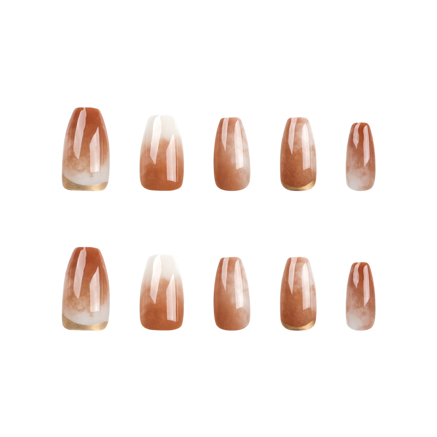 Maillard wears nail pads, retro brown smudge nail pads, simple autumn nail pads, fake nails.｜365nails