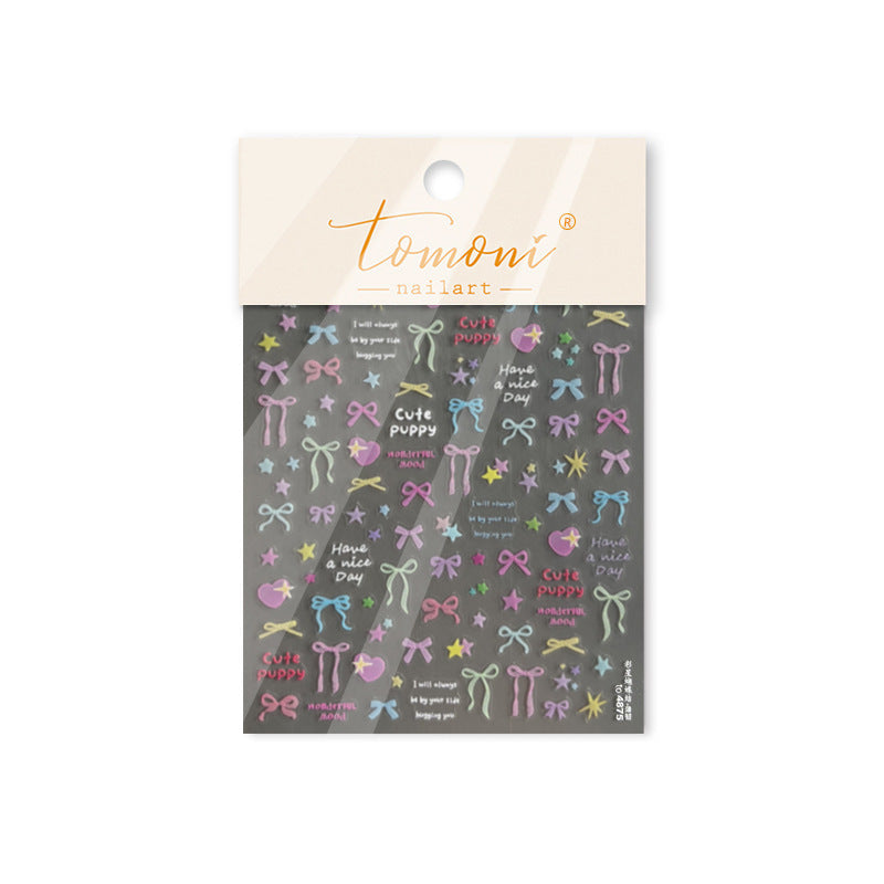 Sweet Bow & Dessert: "Kawaii Pastel" – 3D Embossed Nail Sticker