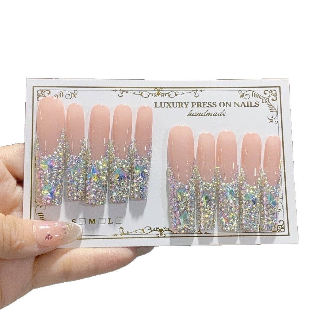 Nude AB Crystal Full Rhinestone Press On Nails