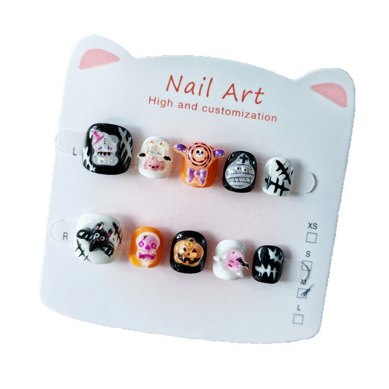 365nails-Série Infantil de Halloween Assustador: "Desfile de Monstros" – Nail Art Infantil Curta Quadrada