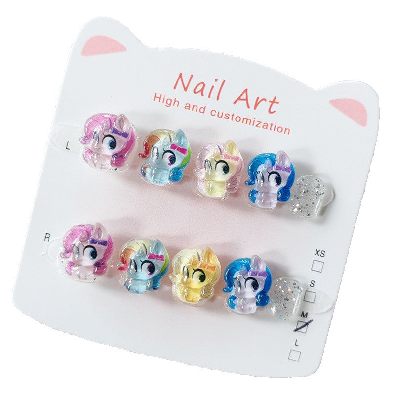 365nails: "magical my little pony" – short round handmade kids press-on nails