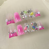 Duck bill nail sweet and cute ice transparent blush nail candy dream flash handmade press on nails wholesale｜365nails