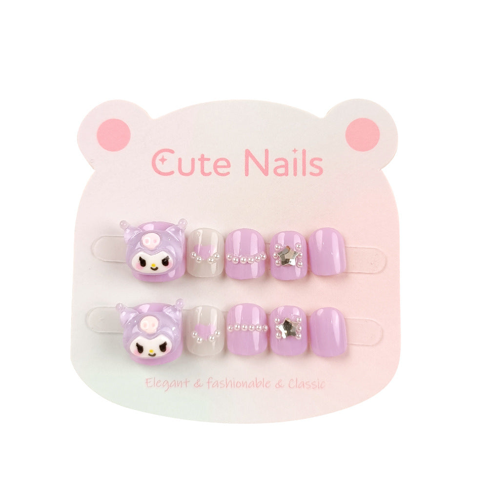 High-end pentagram nail art sticker, cartoon Kulomie children's wearing nail pads, 10 diamond-encrusted children's nail pads