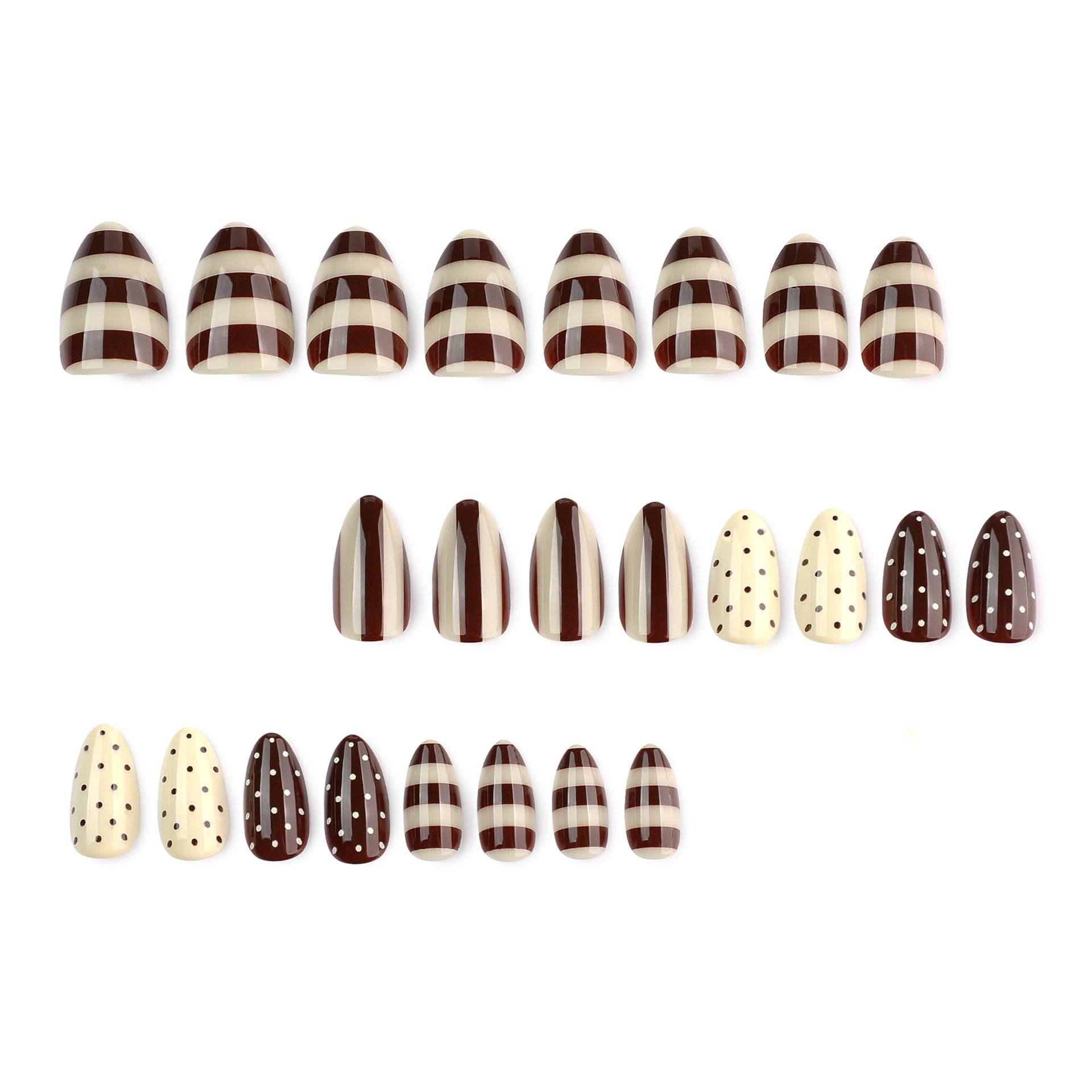 Lefan cross-border hot-selling polka dot wearable nail nails, European and American export striped fake nails, nail tips, wearable nail tips