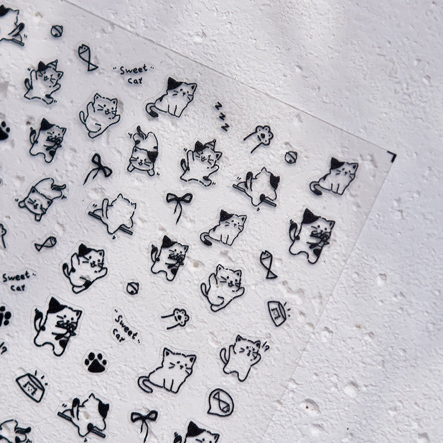 365nails: "kawaii line art cat doodle" – Nail Art Stickers