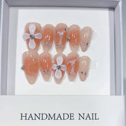 Y2K Punk Floral Series: "Peach Blossom Punk" – Almond Handmade Press-on Nails