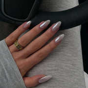 Coated white solid color manicure fake nails short almond plain wearing nail piece cross-border fake nails
