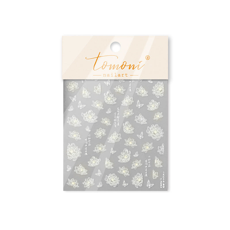 Goldfish Collection: "White Koi" – 3D Embossed Nail Sticker