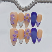 365nails-Purple Fantasy: "Lavender Bloom" – Almond Shape Handmade 3D Carved Press-On Nails