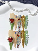 Vintage Palace Heart Gem Press On Nails