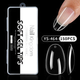 Nail Tips Full number of special nail pads for nail salons, transparent and seamless 150 pcs, boxed press on nails pads, almond trapezoidal fake nails.