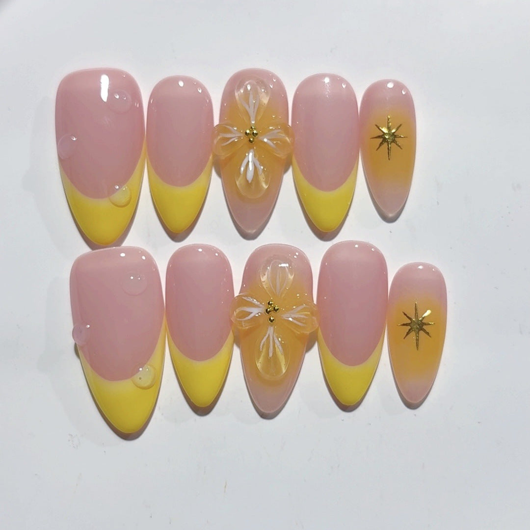 Citrus Bloom: "Limonada Rosa" – Unhas Postiças de Amêndoa