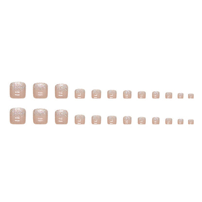 Mudança explosiva e gradual de carne rosa Unhas postiças para os pés, unhas naturais de fada, gás especial, modelo de unhas postiças, unhas postiças brilhantes, peça de arte para unhas｜365nails