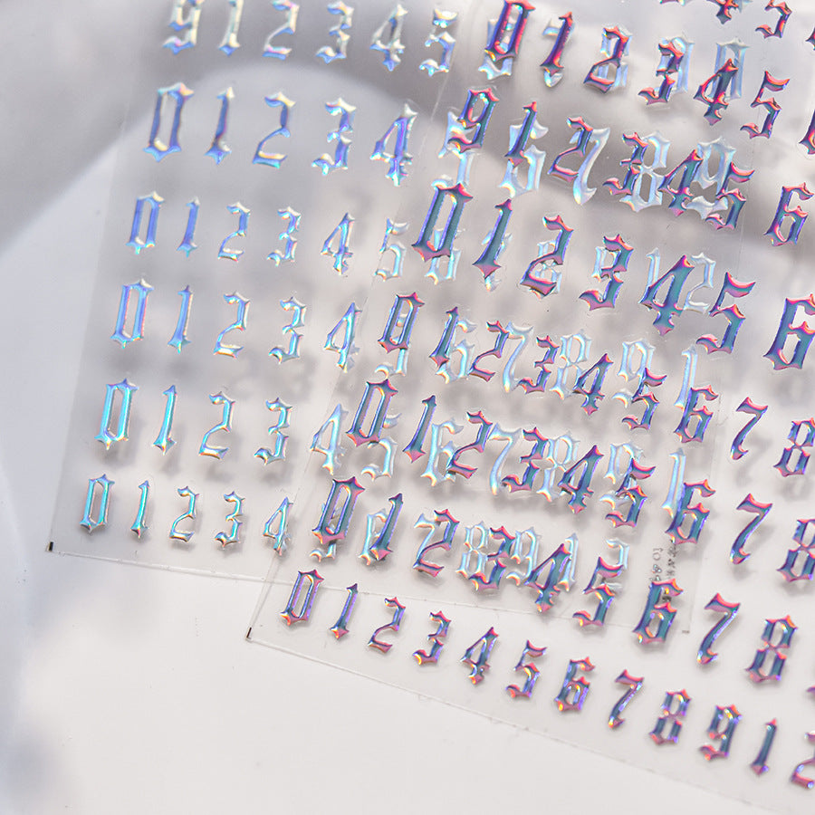 365nails: 「全息哥德老英文字體數字」 – 美甲貼紙
