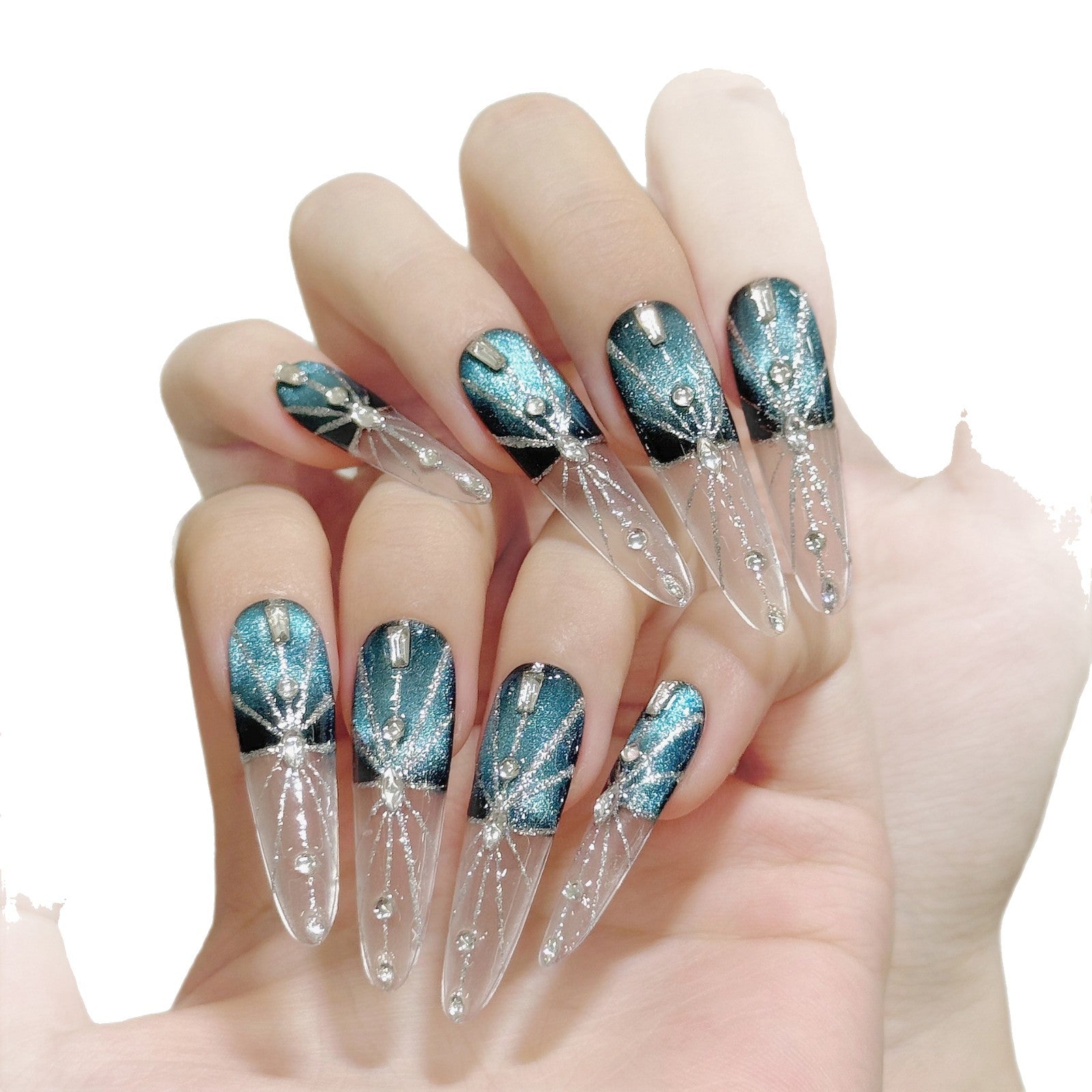 unhas postiças artesanais estilo olho de gato Melbourne escuras | 365nails