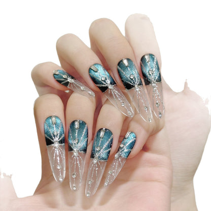 dark Melbourne cat eye handmade nails removable fake nails | 365nails