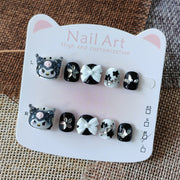 365nails: "cool kawaii demon" – short round handmade kids press-on nails