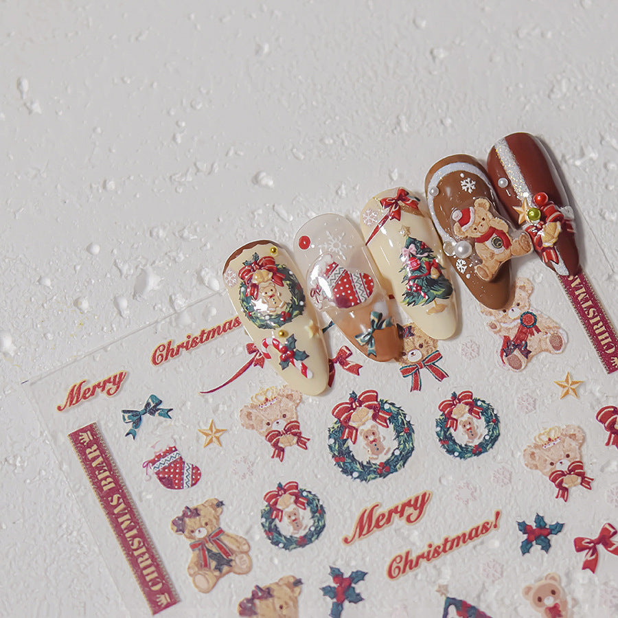 365nails : Nounours de Noël – autocollants pour ongles