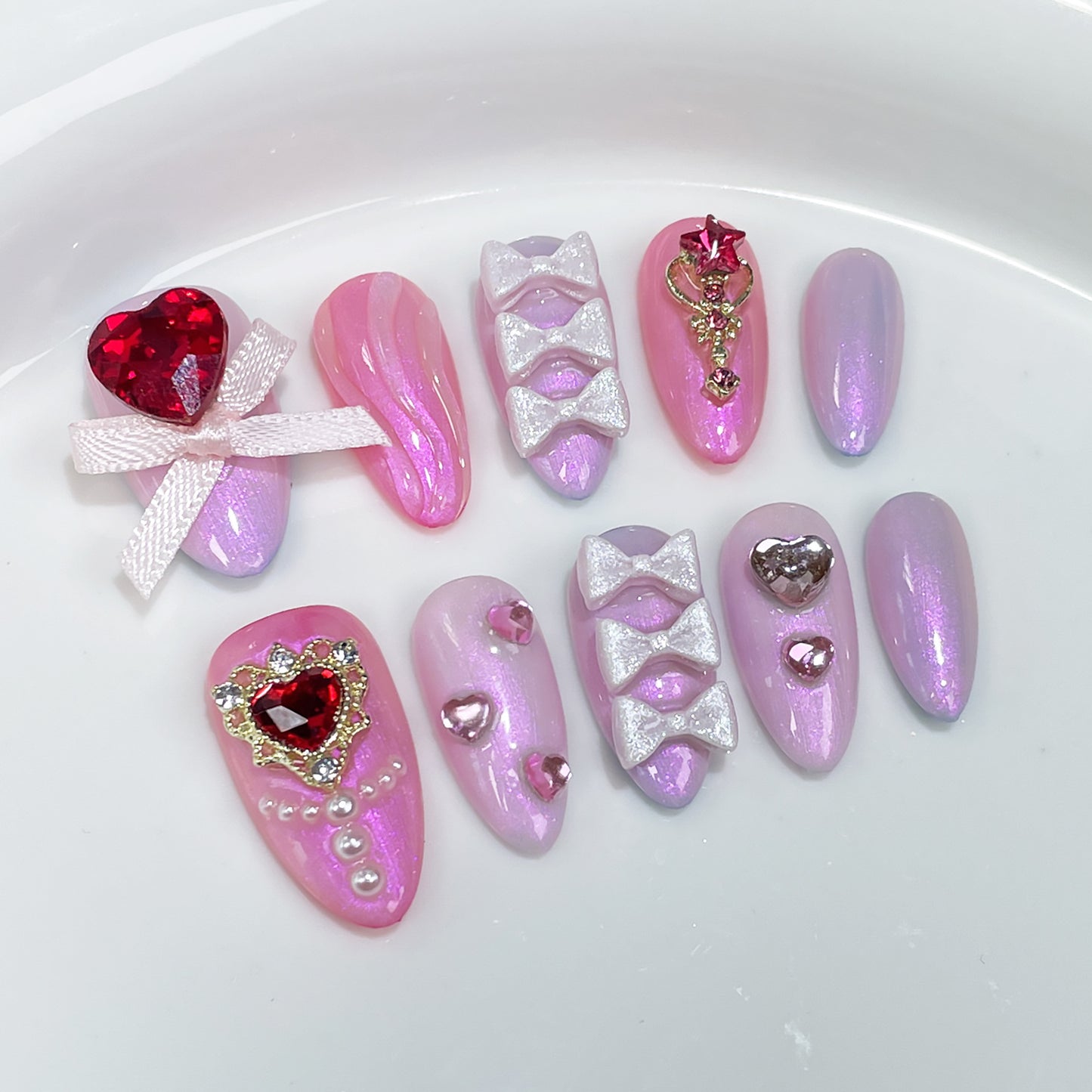 Sweet and cool Spice Girls Handmade Press-on Nails pure want to flash  almond nail  handmade finished nail wholesale｜365nails