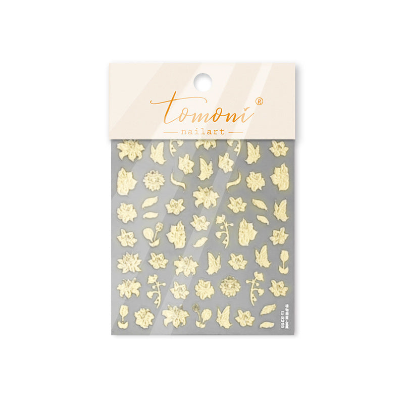 365nails: "Gold Embossed Floral Sticker Set"