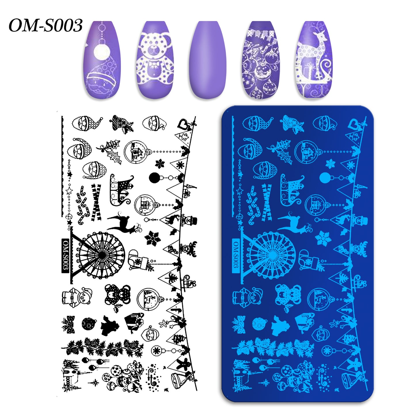 Christmas Nail Stamping Plates – Holiday Pattern Steel Templates for DIY Nail Art (MOQ=3)