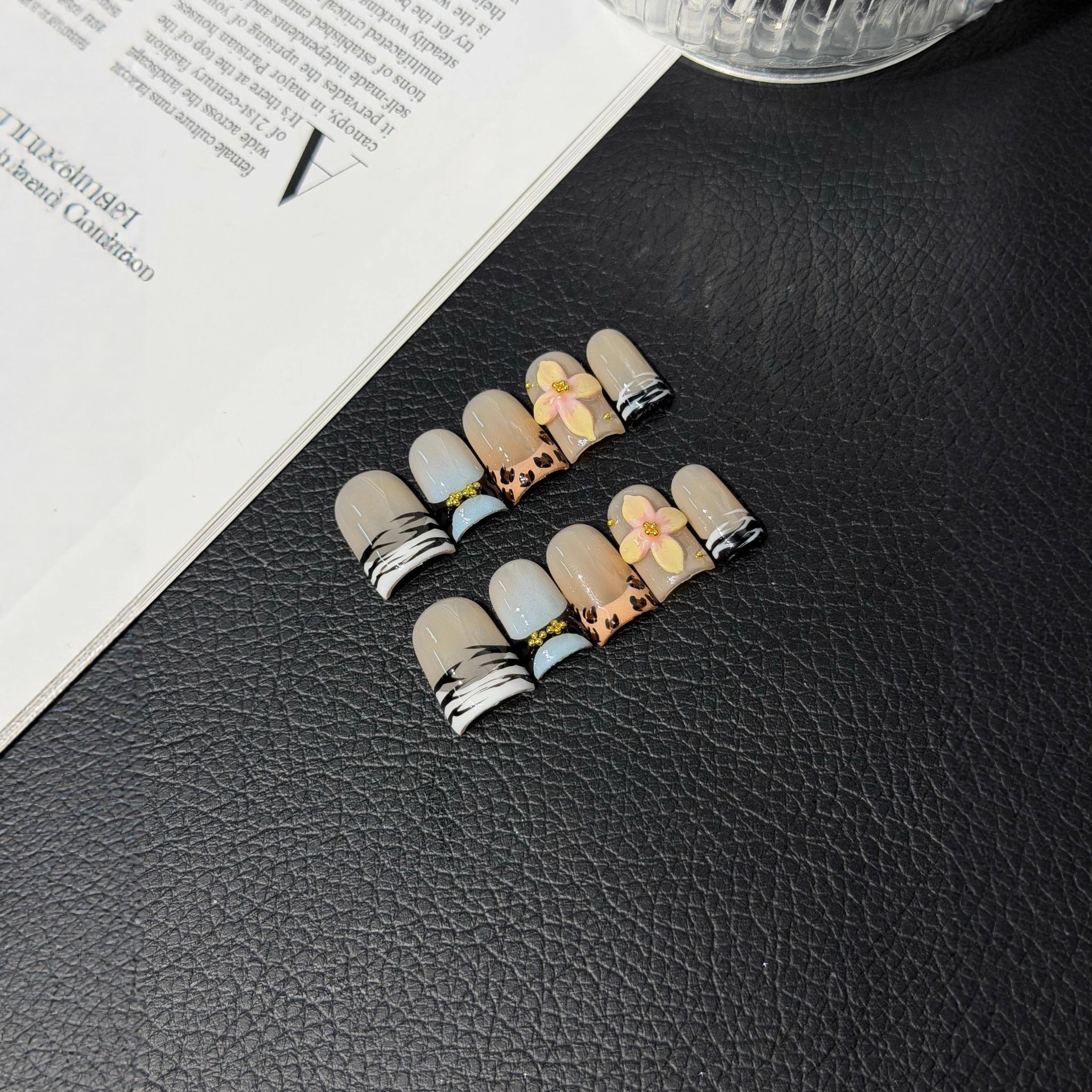 365nails 미스티 마블 3D 추상 아트 수제 아몬드형 네일