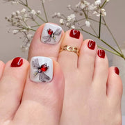 夏日時髦酒紅閃鑽｜ins風 穿戴足甲 24片｜365nails