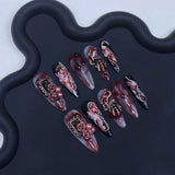 Dark Wind Blood Stained Rose Handemade press on nails Niche Premium Finished Nail Patch   Style Nail Art｜365nails