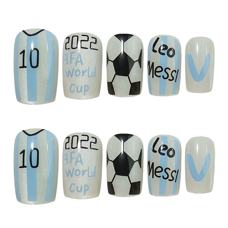 World Cup Argentina Messi #10 Fan Square Press-On Nails (Stylish/24pcs/Short Square)