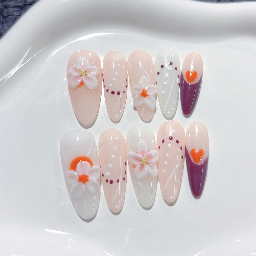 Orange Blossom: "Peach Bloom" – Almond Shape Press-On Nails