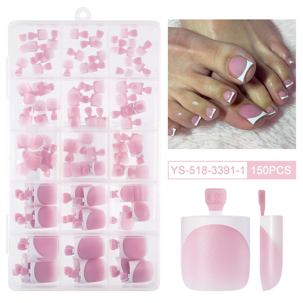 Nail Tips Press-on toenails French Short Foot Nail Nude Traceless Prefabricated (MOQ=3)