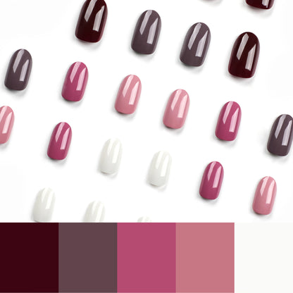 Simple solid color classic nails art film short short round press on nails autumn new nails patch fake nails film｜365nails