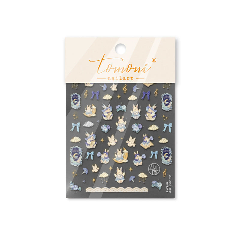 365nails: 몽환적인 토끼와 달 네일 아트 스티커