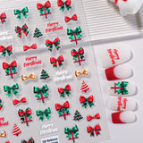 Original Christmas Nail Art Sticker 5D Embossed Three-dimensional Happy Christmas Atmosphere Elements DIY Nail Sticker AA