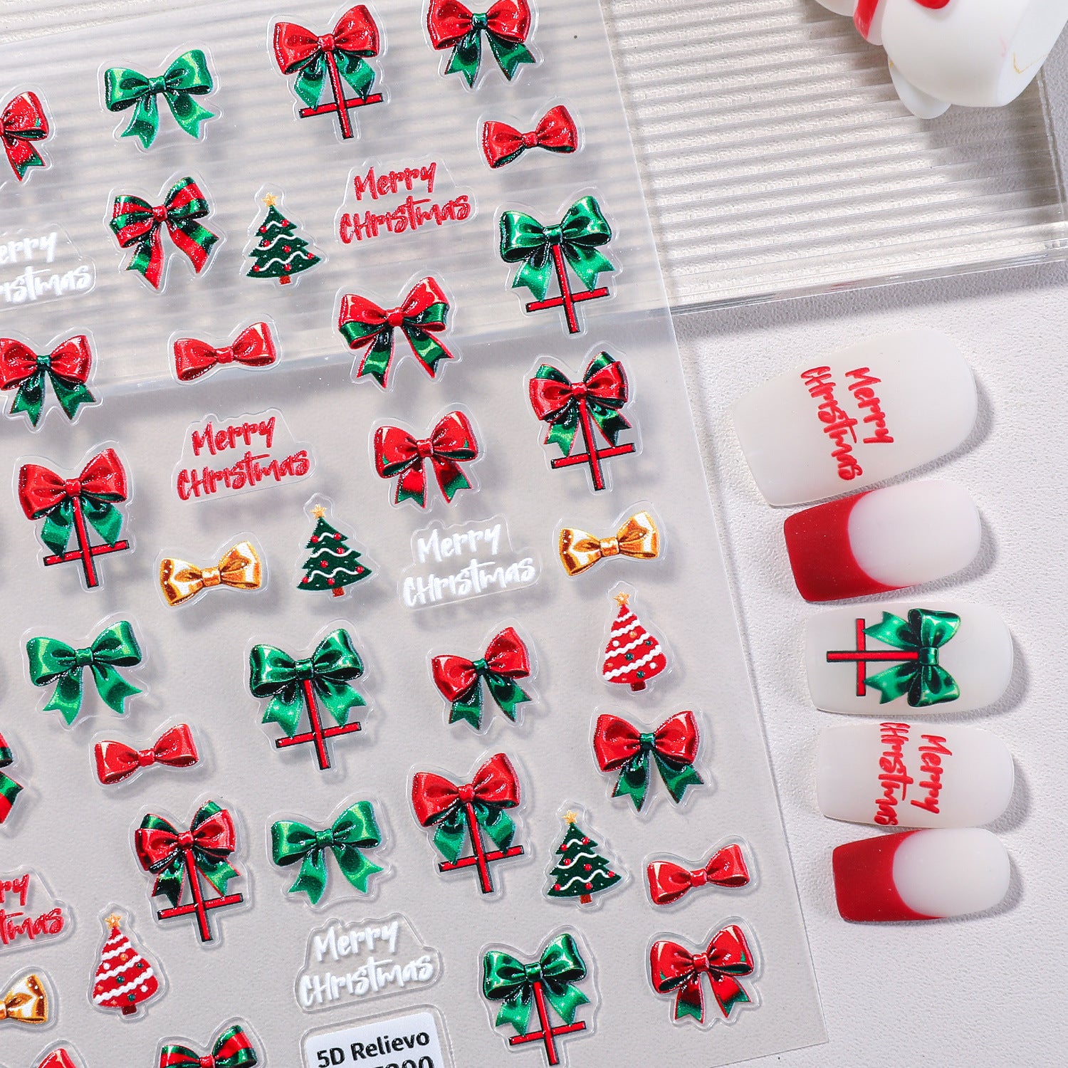 Original Christmas Nail Art Sticker 5D Embossed Three-dimensional Happy Christmas Atmosphere Elements DIY Nail Sticker AA